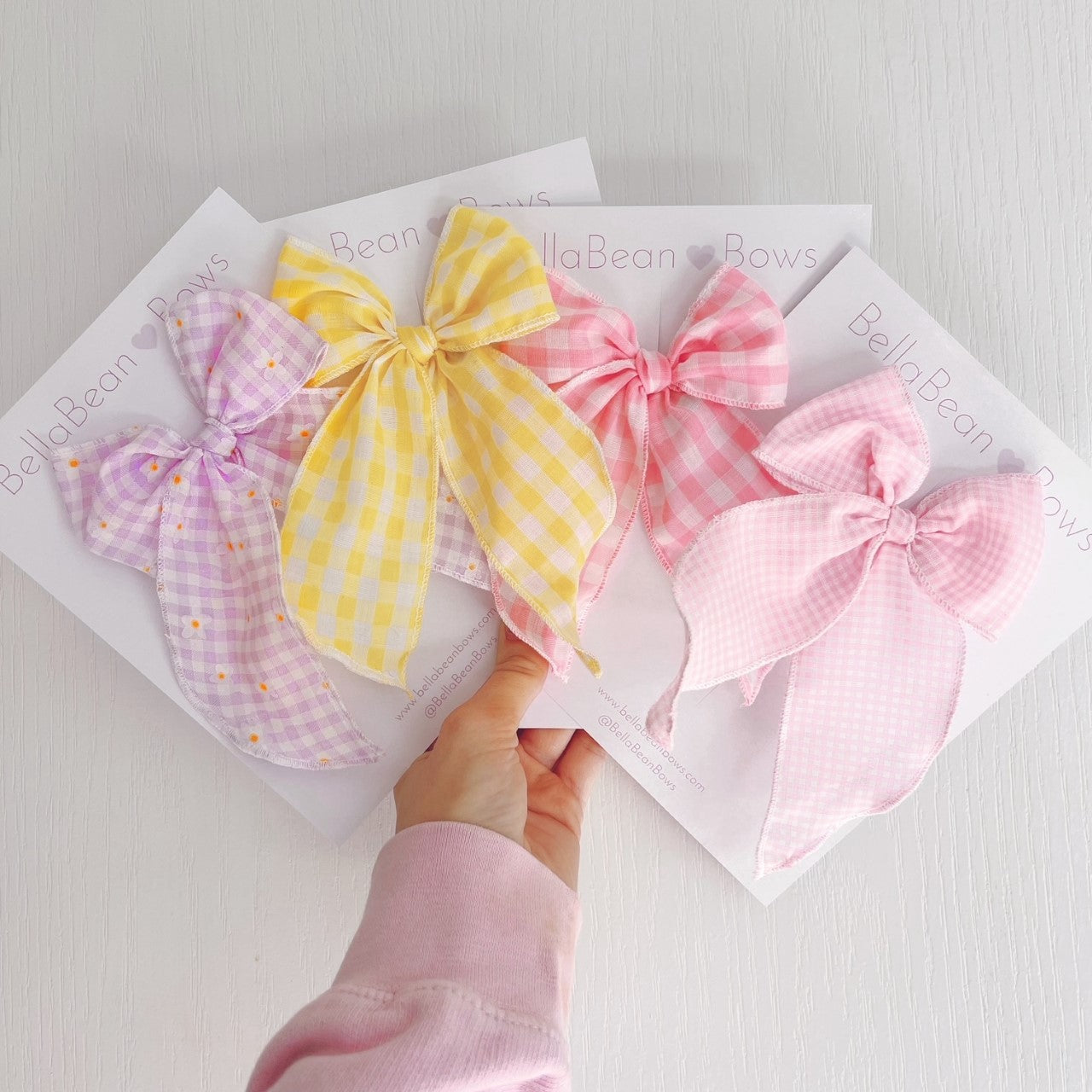 Girl's Pink Gingham Hair Bows