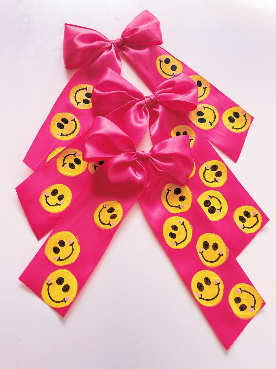 Satin Bow ~ 2" Hot Pink Smiles