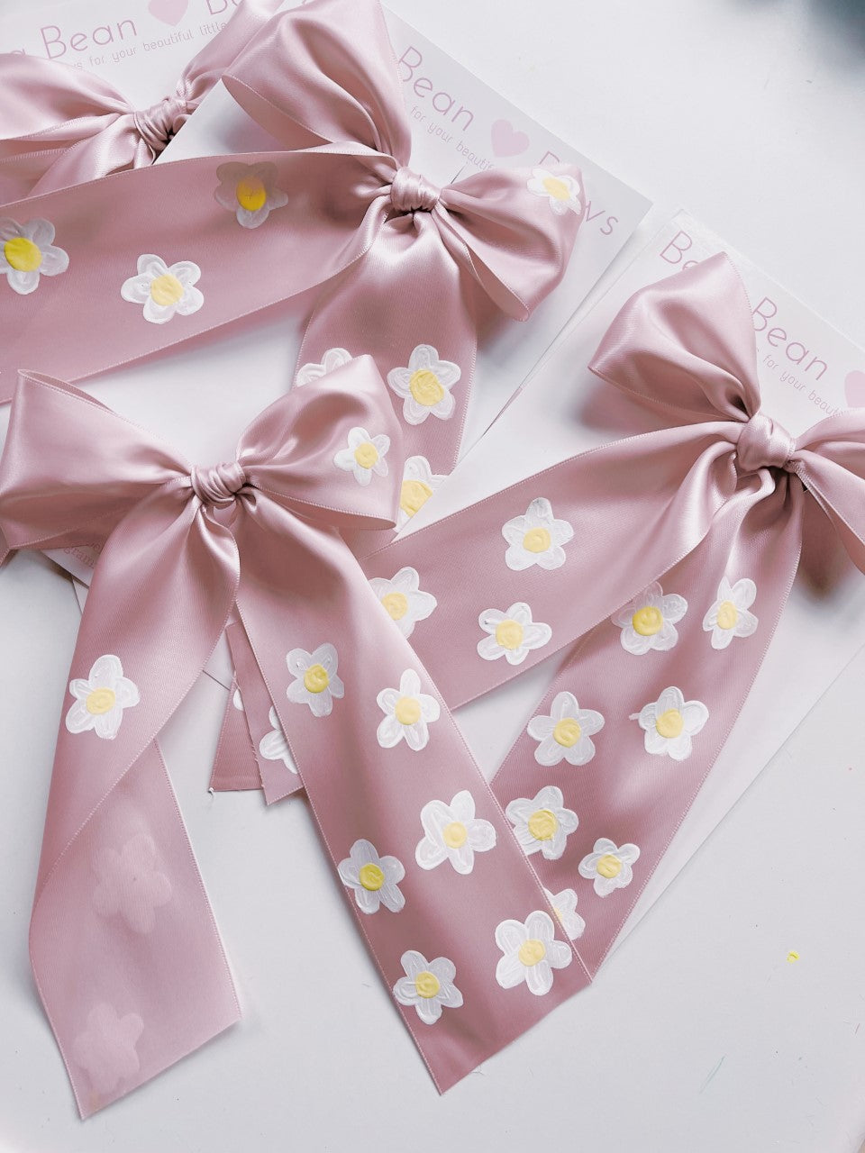 Satin Bow ~ 2" Rose // Painted Daisies